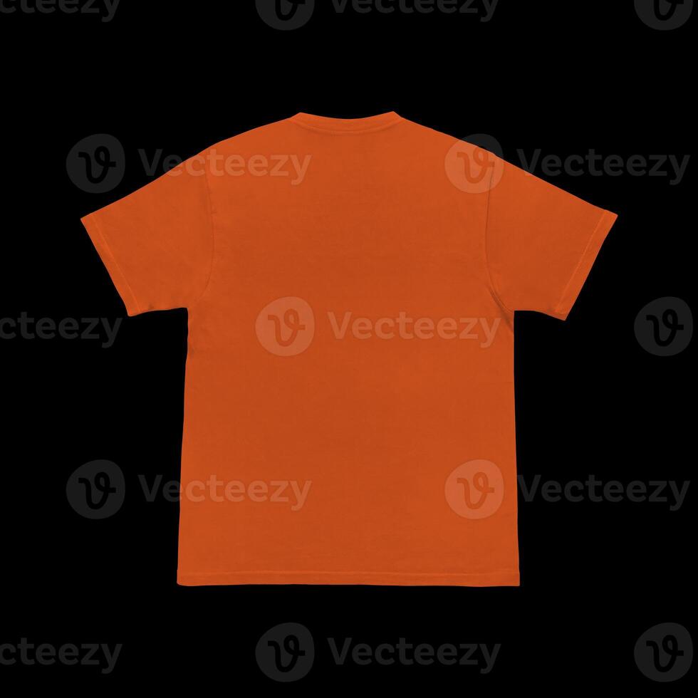 Blank t-shirt orange template front and back view. Short Sleeve mock-up photo
