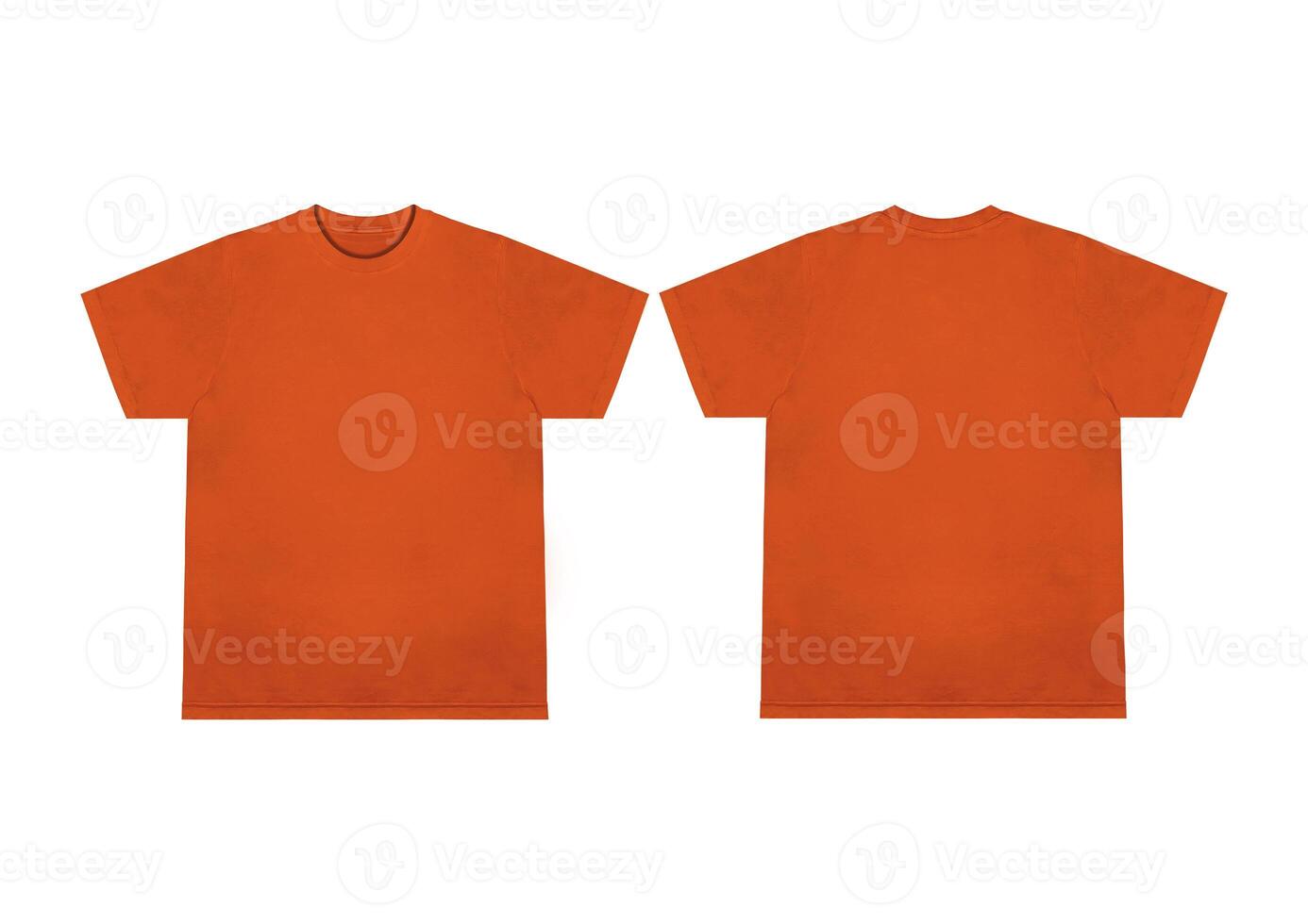 Blank t-shirt orange template front and back view. Short Sleeve mock-up photo