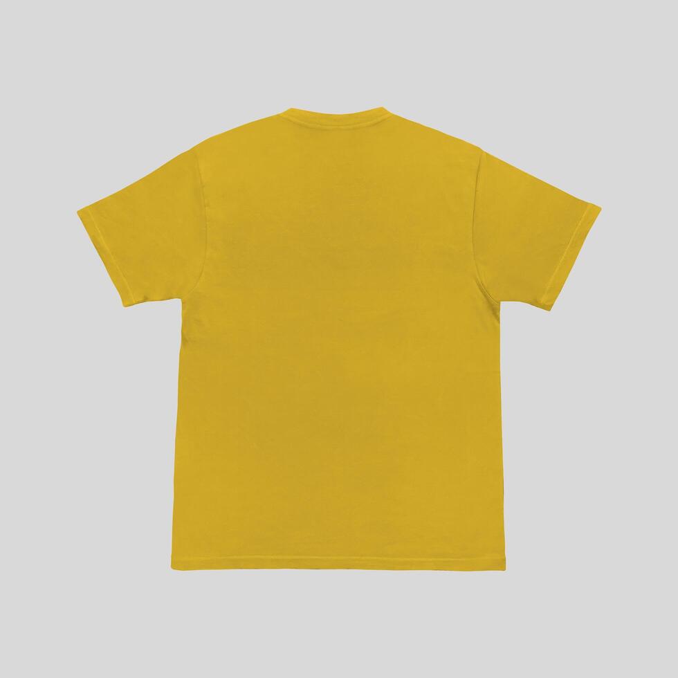 Blank t-shirt yellow template front and back view. Short Sleeve mock-up photo