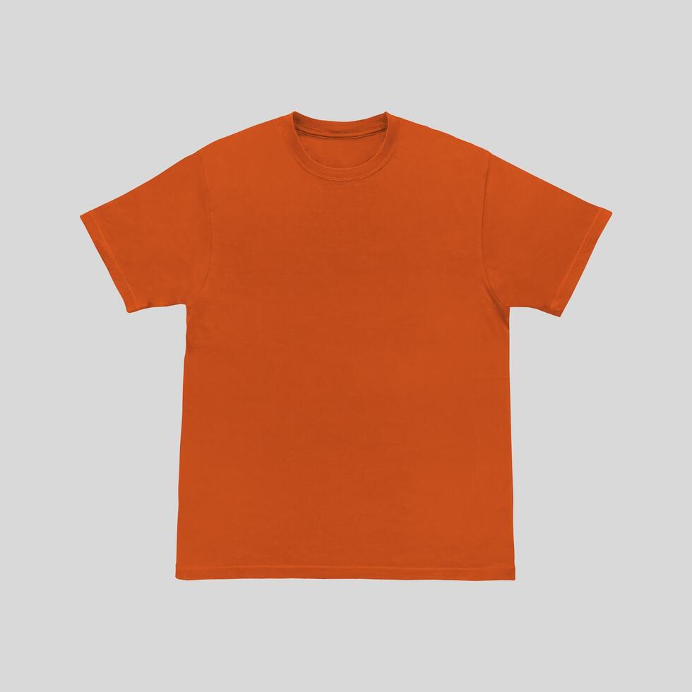 Blank t-shirt orange template front and back view. Short Sleeve mock-up photo