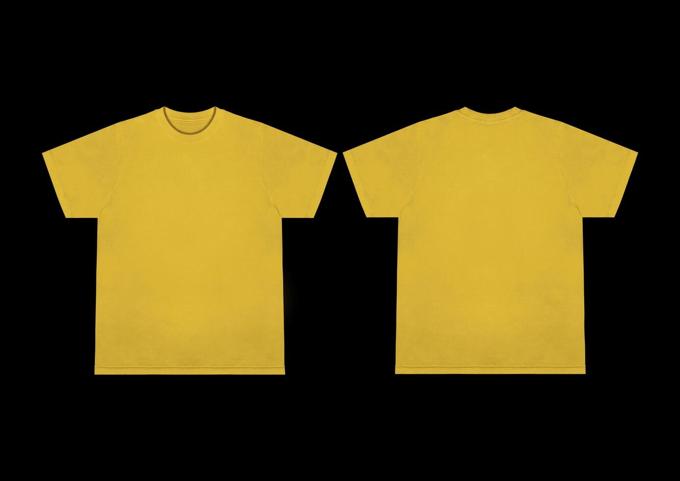 Blank t-shirt yellow template front and back view. Short Sleeve mock-up photo