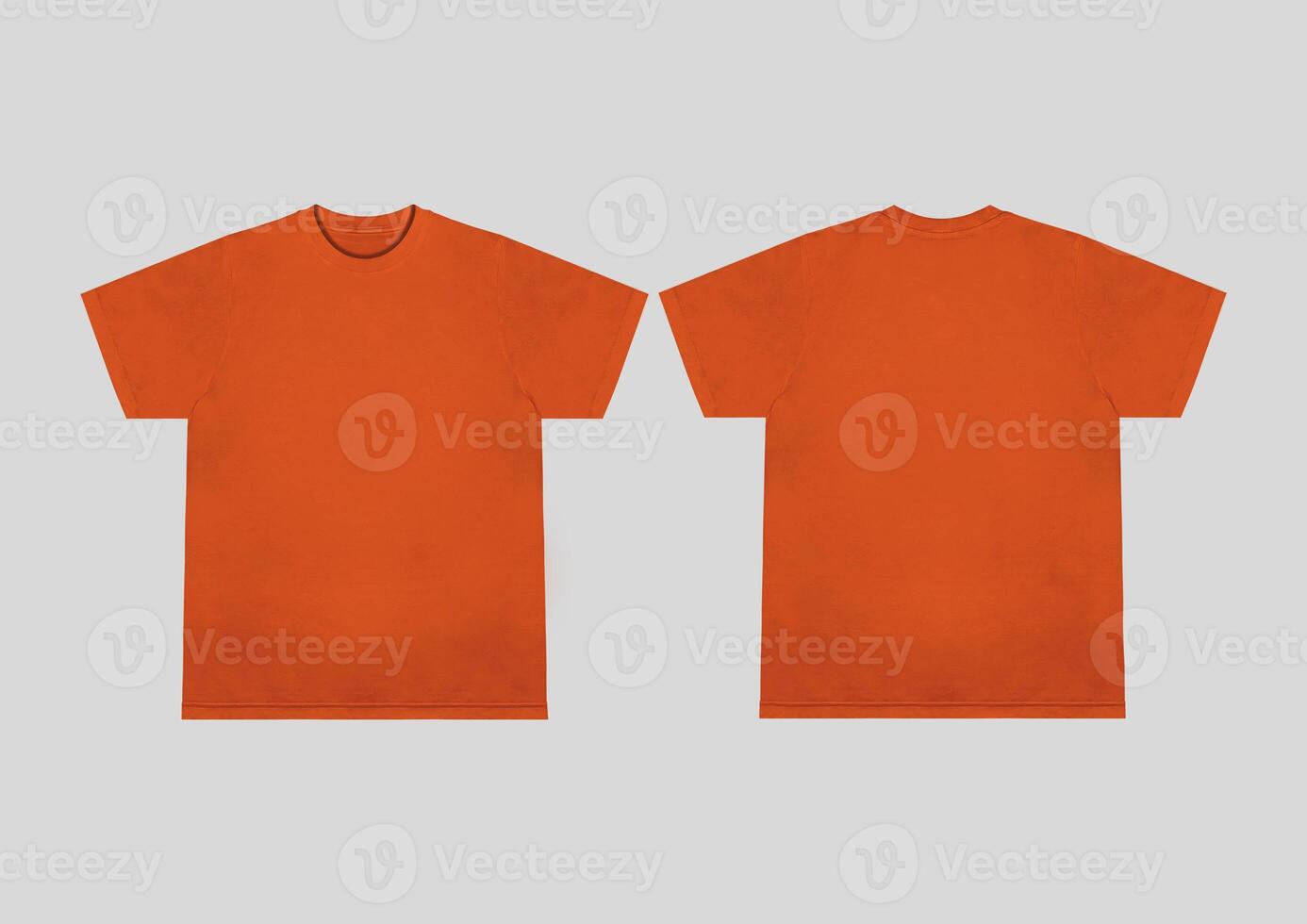 Blank t-shirt orange template front and back view. Short Sleeve mock-up photo