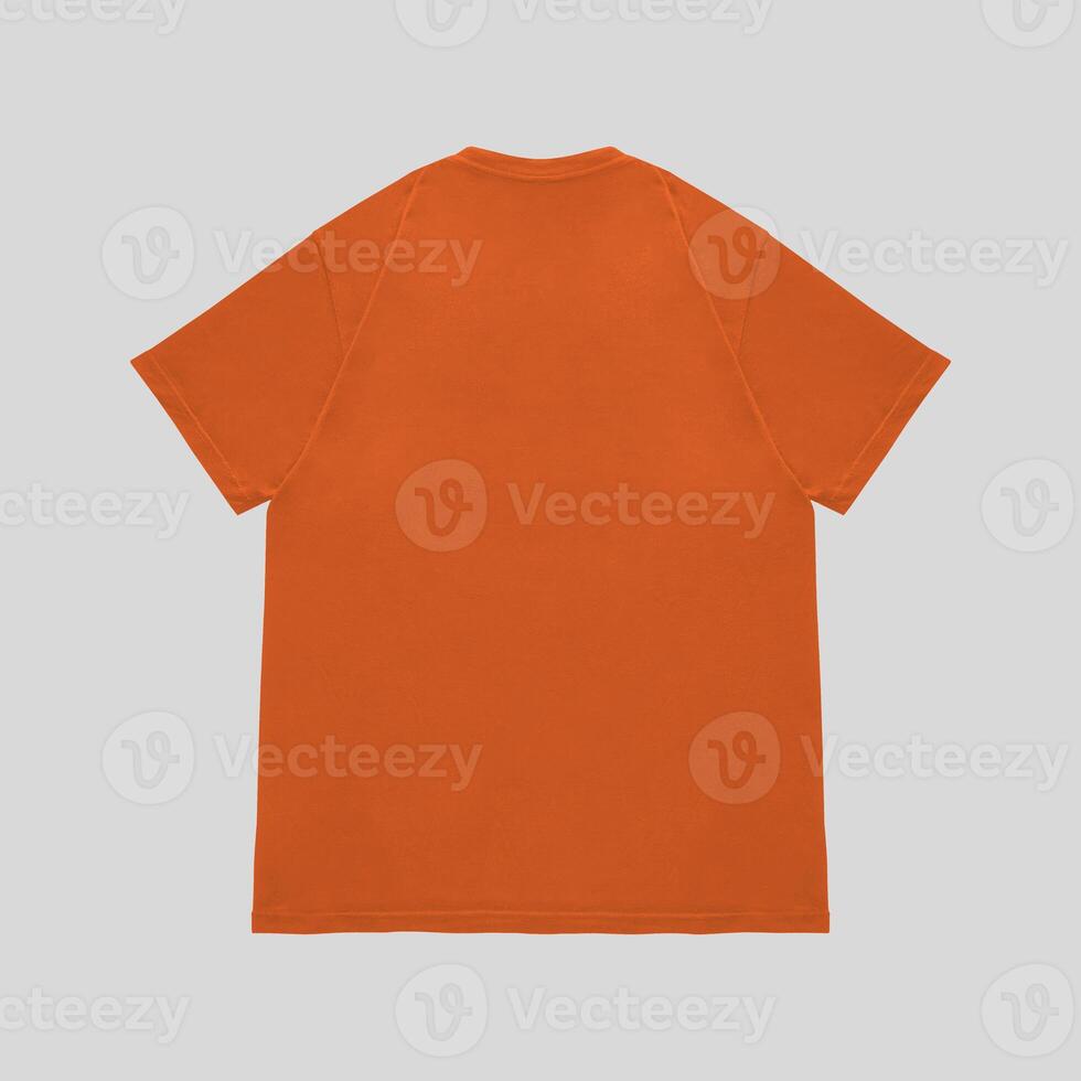 Blank t-shirt orange template front and back view. Short Sleeve mock-up photo
