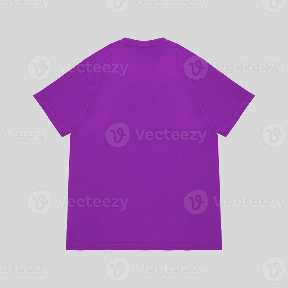 Blank t-shirt purple template front and back view. Short Sleeve mock-up photo