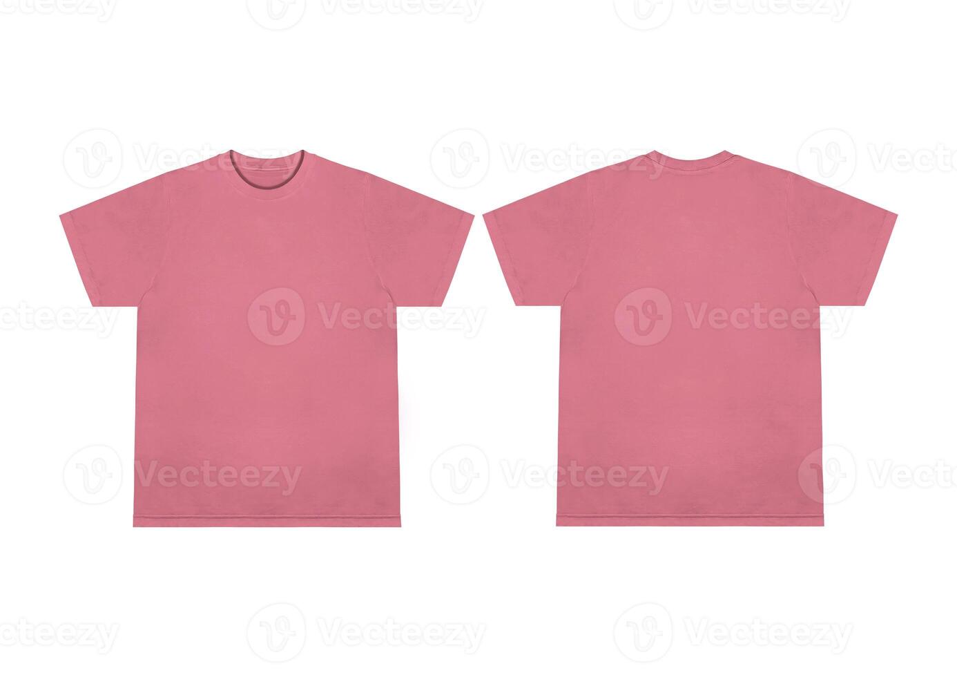 Blank t-shirt Pink template front and back view. Short Sleeve mock-up photo