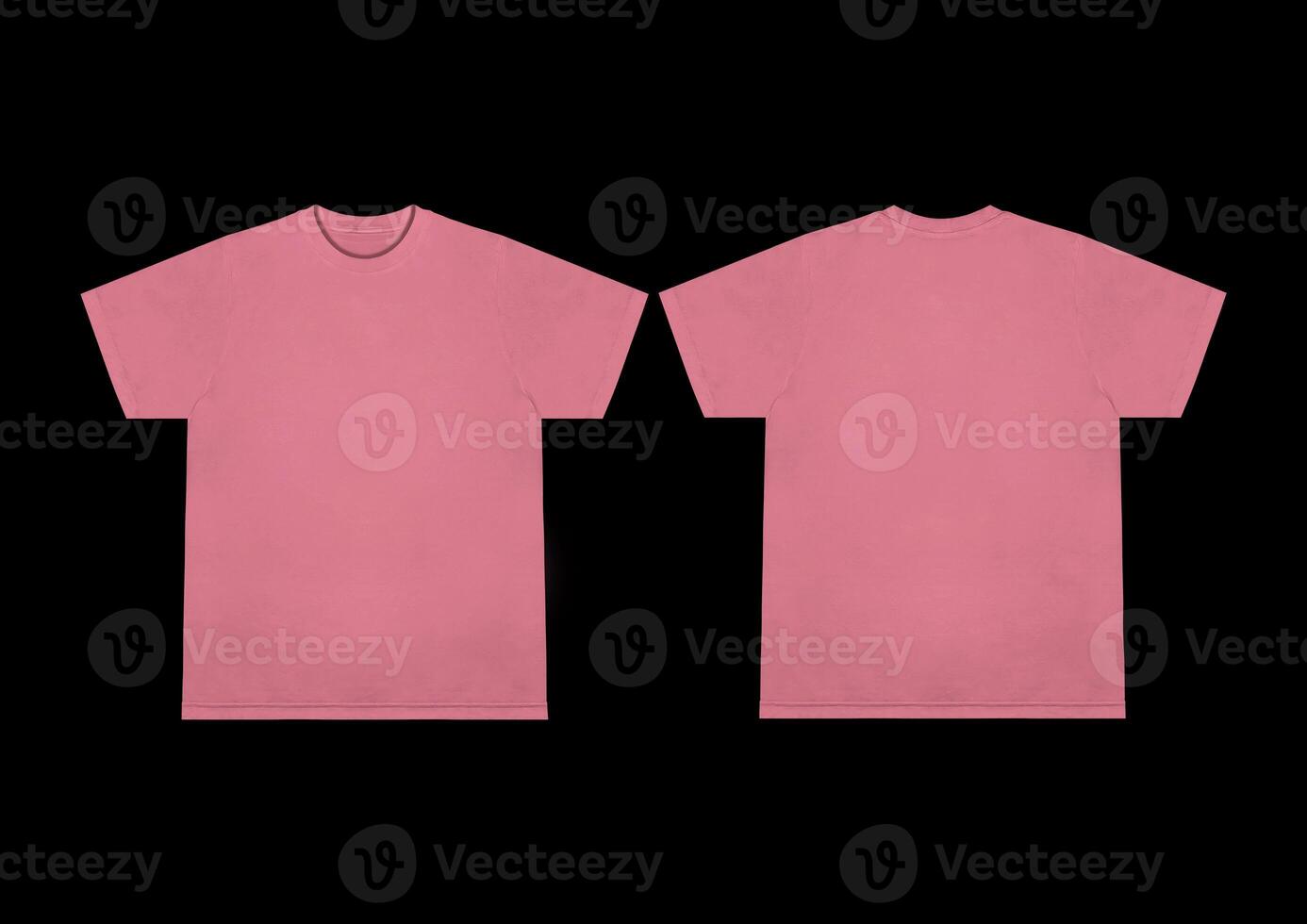Blank t-shirt Pink template front and back view. Short Sleeve mock-up photo