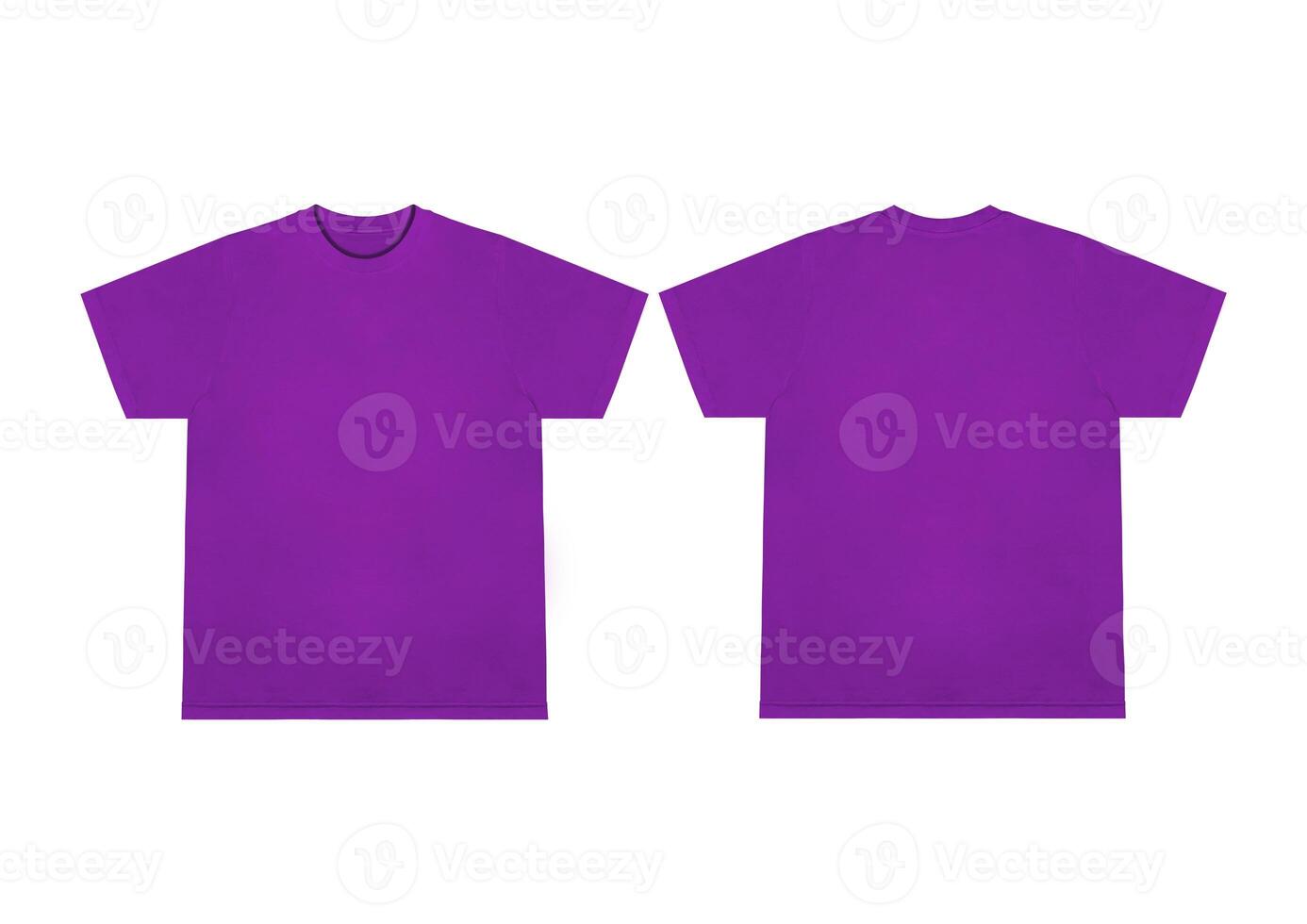 Blank t-shirt purple template front and back view. Short Sleeve mock-up photo