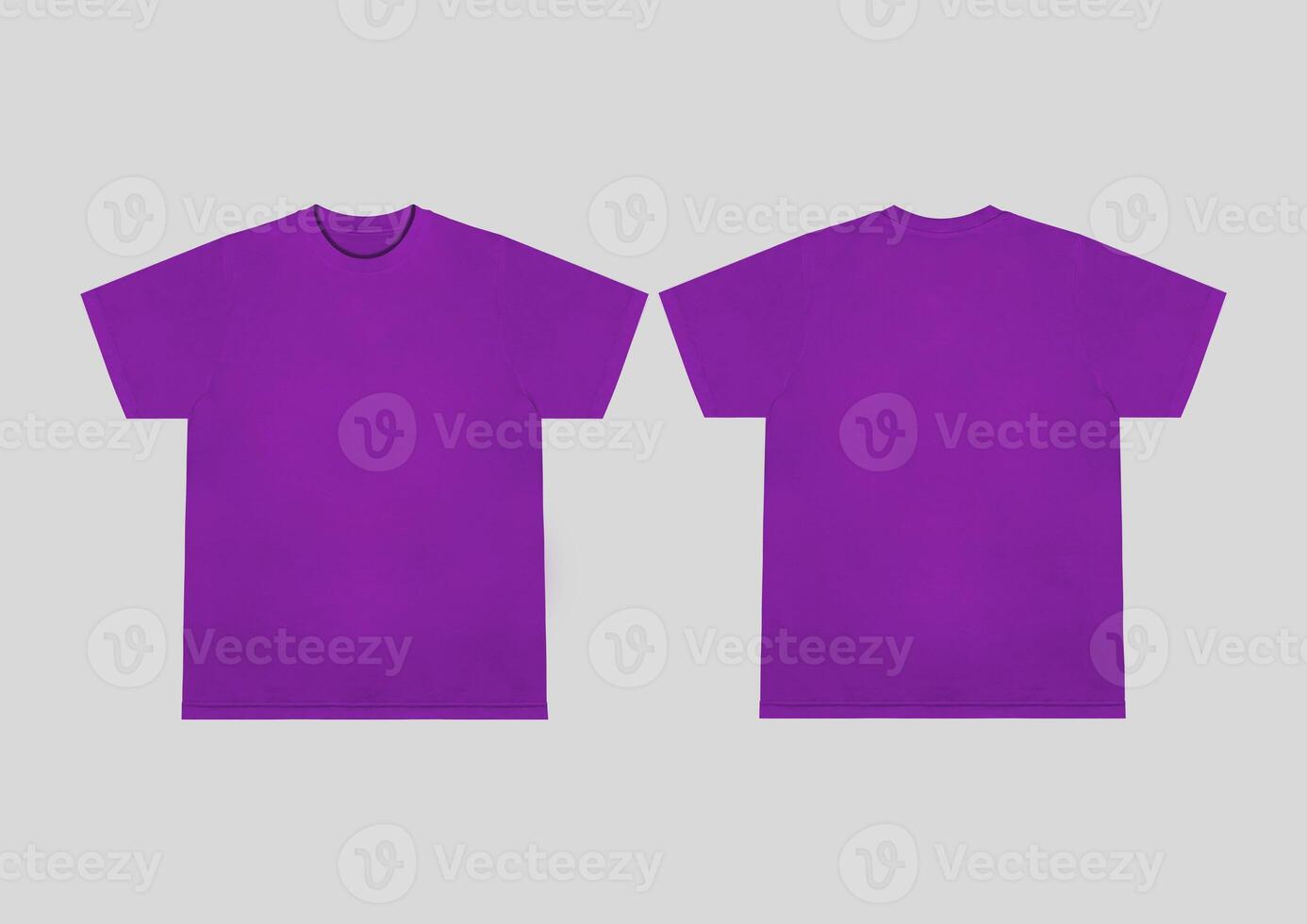 Blank t-shirt purple template front and back view. Short Sleeve mock-up photo