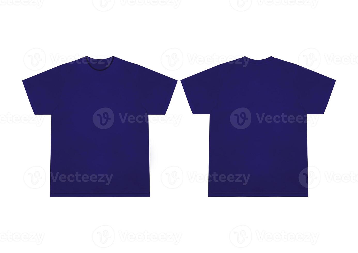Blank t-shirt blue navy template front and back view. Short Sleeve mock-up photo
