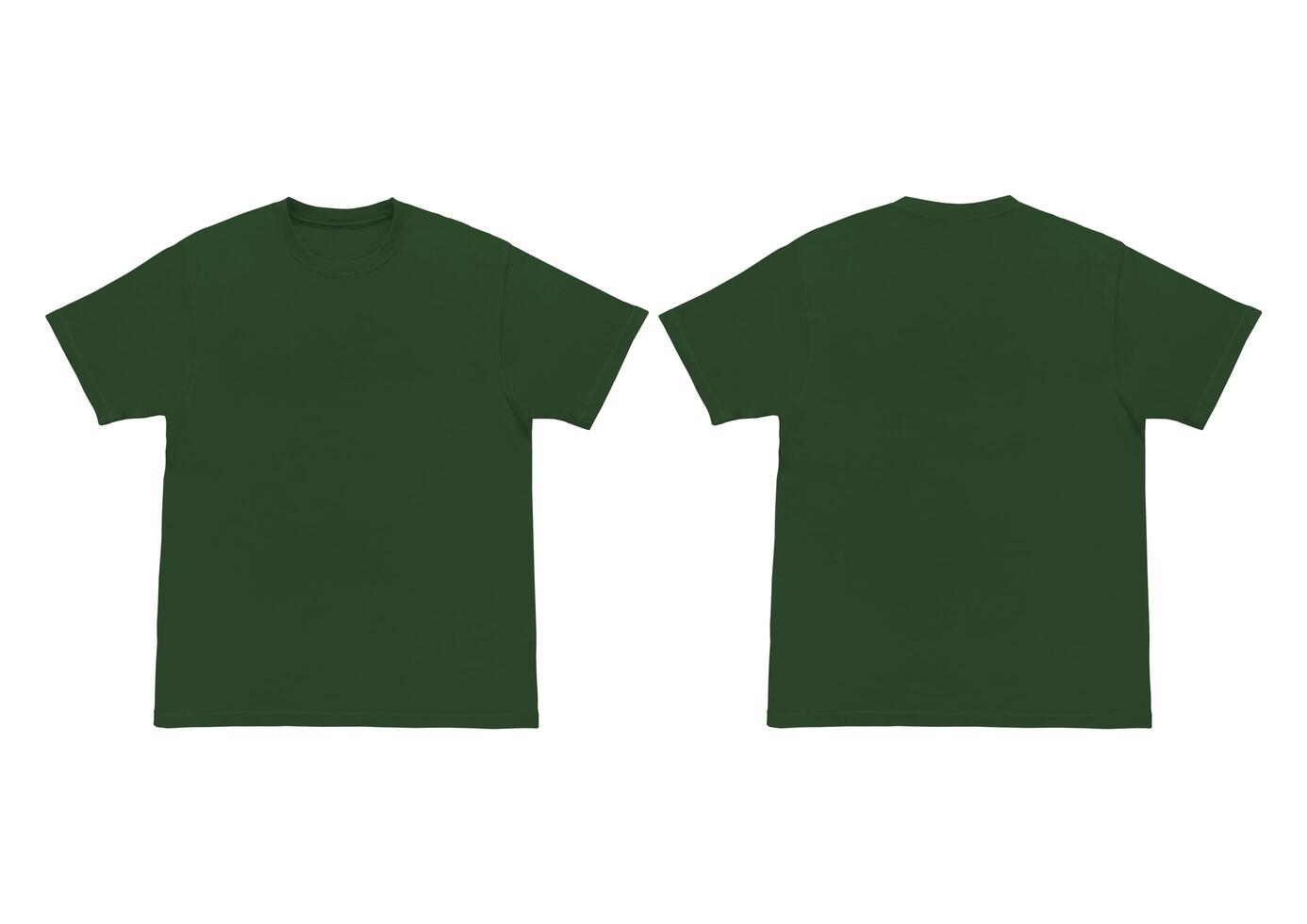 Blank t-shirt dark green template front and back view. Short Sleeve mock-up photo