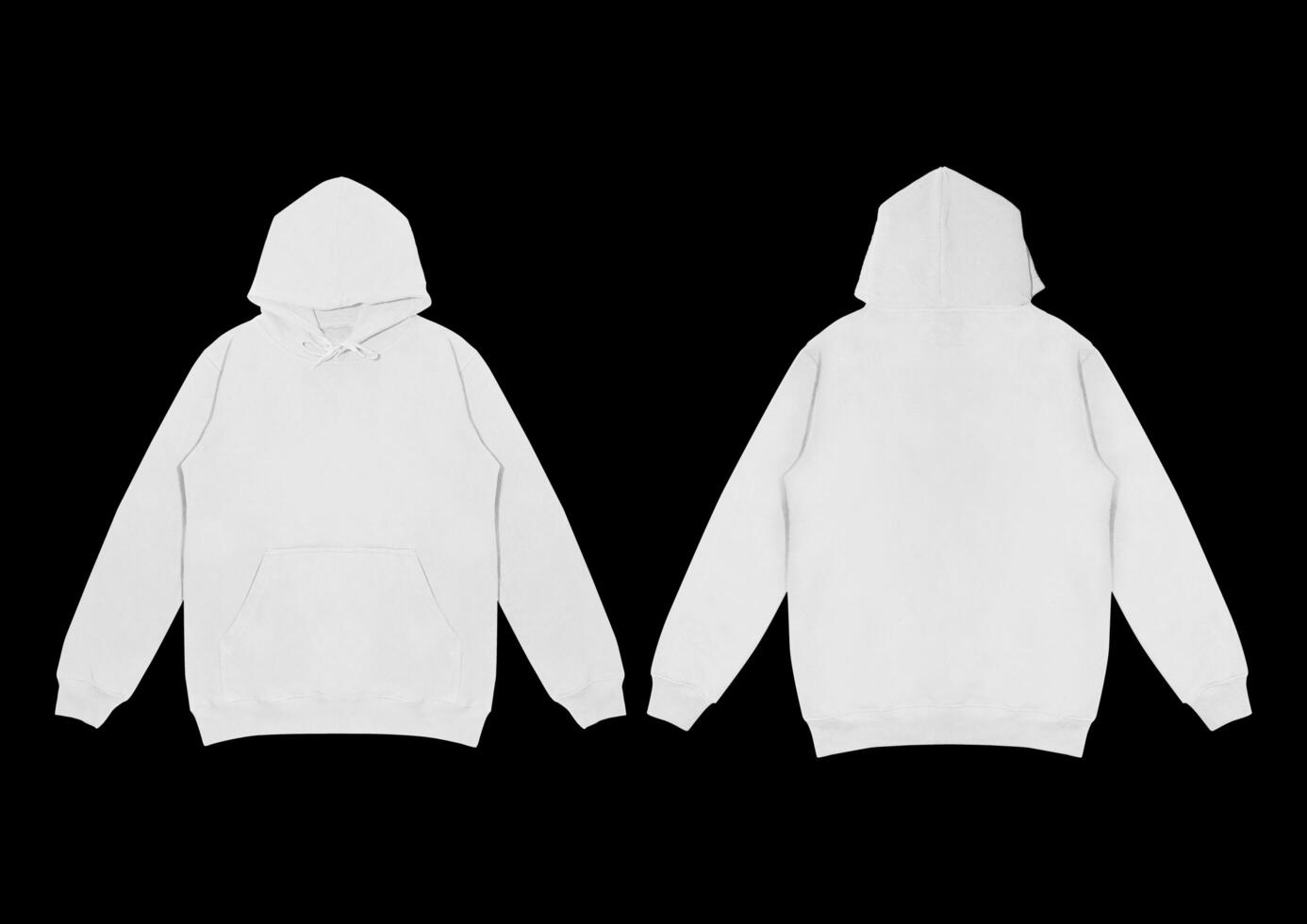 Template blank flat white hoodie. Hoodie sweatshirt with long sleeve flatlay mockup. Hoody front photo