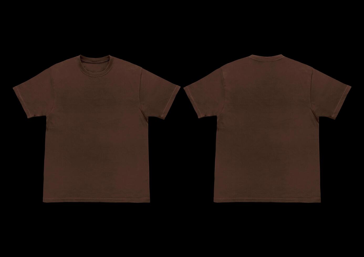 Blank t-shirt brown template front and back view. Short Sleeve mock-up photo