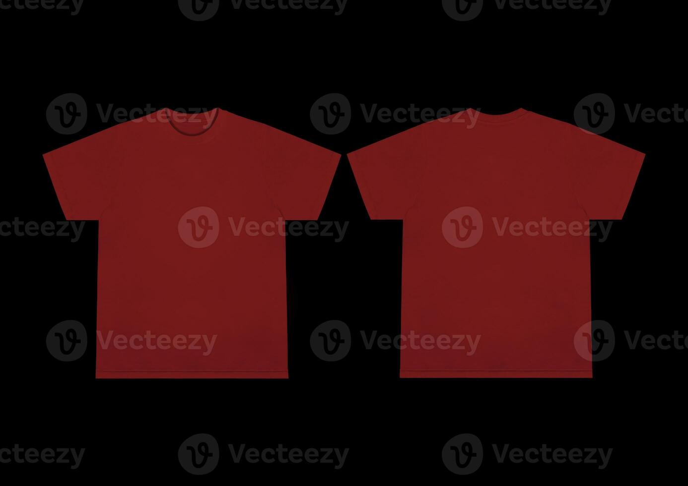 Blank t-shirt maroon red template front and back view. Short Sleeve mock-up photo