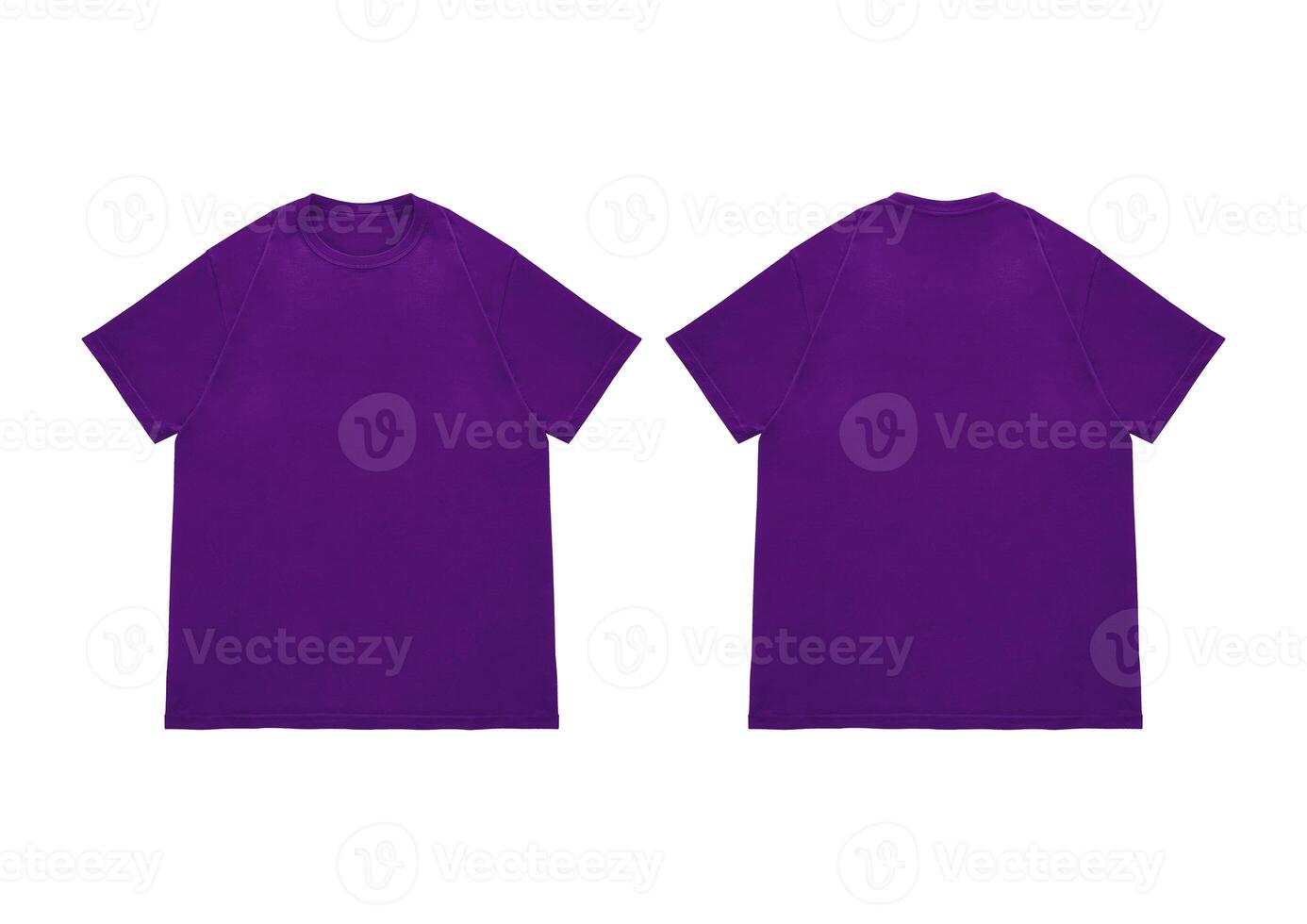 Blank t-shirt dark purple template front and back view. Short Sleeve mock-up photo