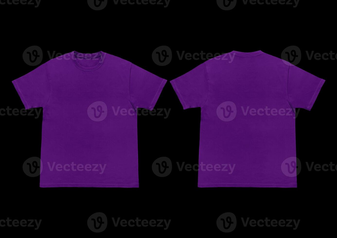 Blank t-shirt dark purple template front and back view. Short Sleeve mock-up photo
