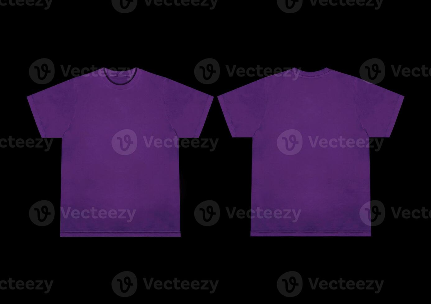 Blank t-shirt dark purple template front and back view. Short Sleeve mock-up photo