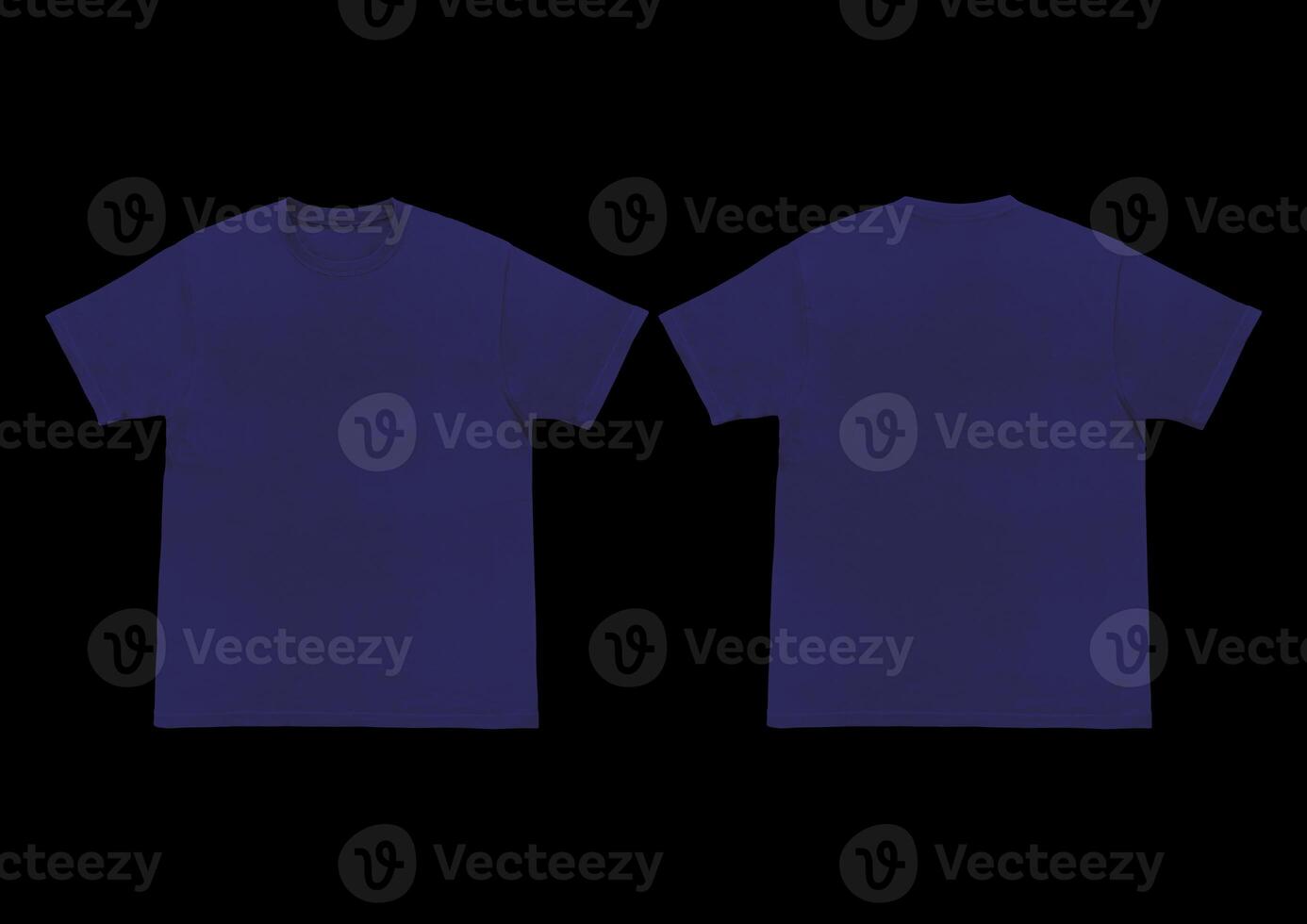 Blank t-shirt blue navy template front and back view. Short Sleeve mock-up photo