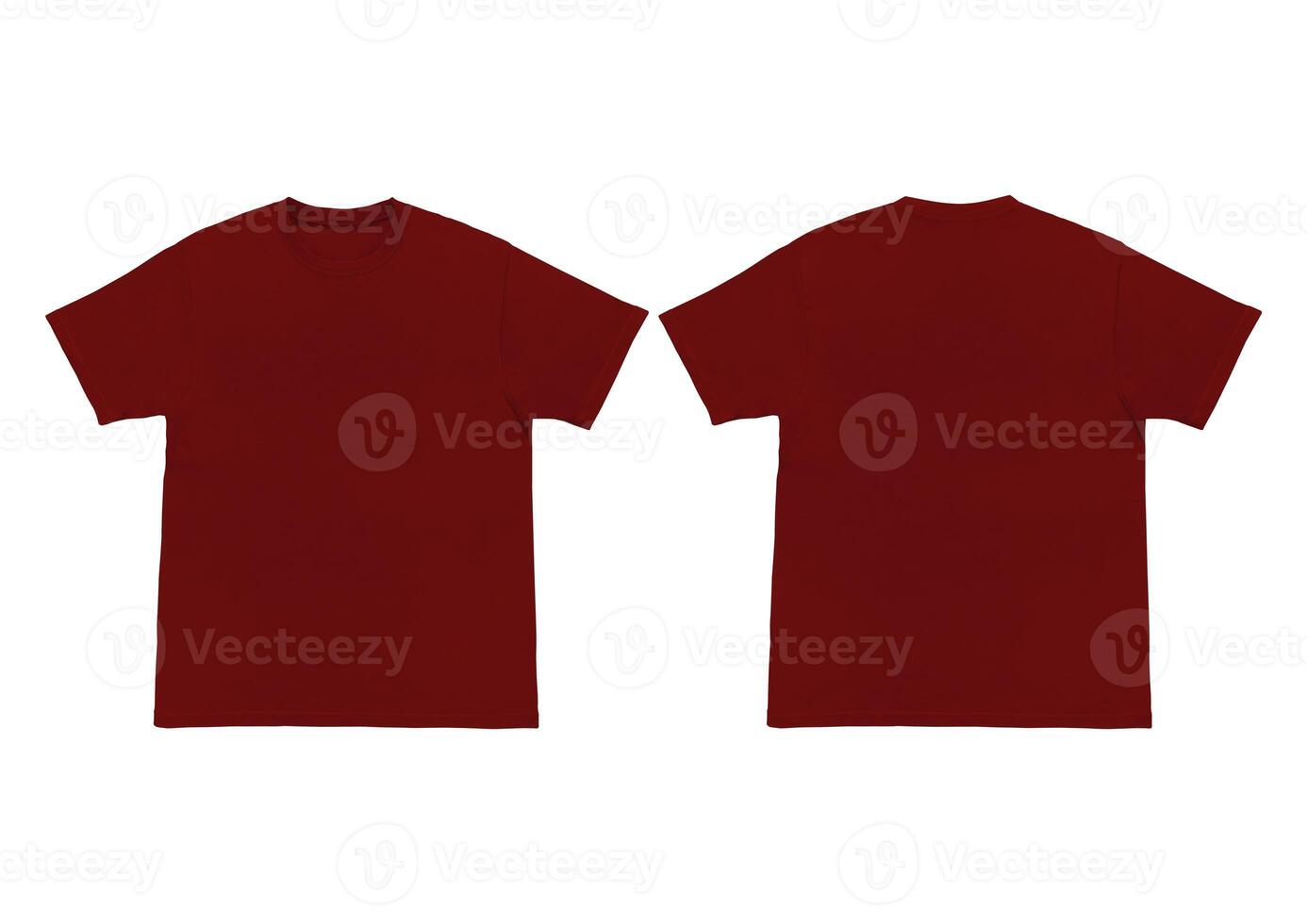 Blank t-shirt maroon red template front and back view. Short Sleeve mock-up photo