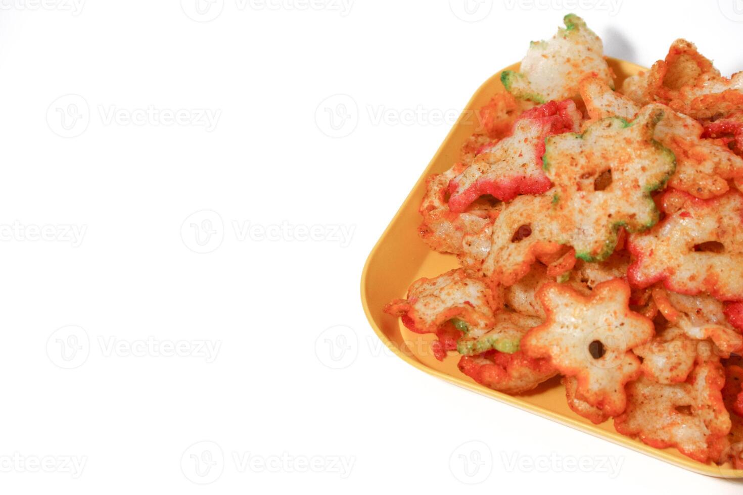 Kerupuk seblak kering Bandung, Traditional Spicy Cracker with star shape from West Java, Indonesia Background photo