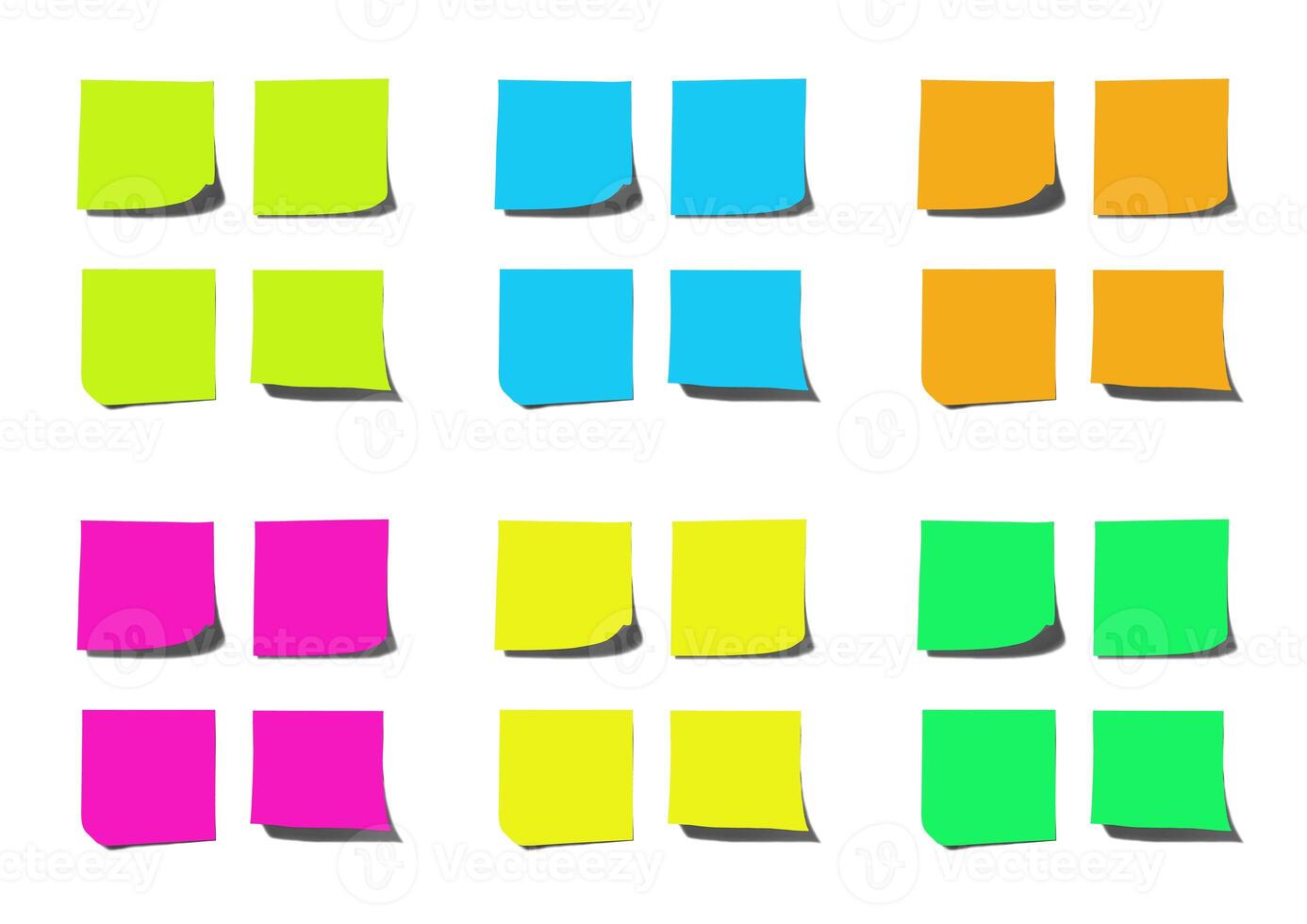 Close-up of colorful blank adhesive notes on white background photo