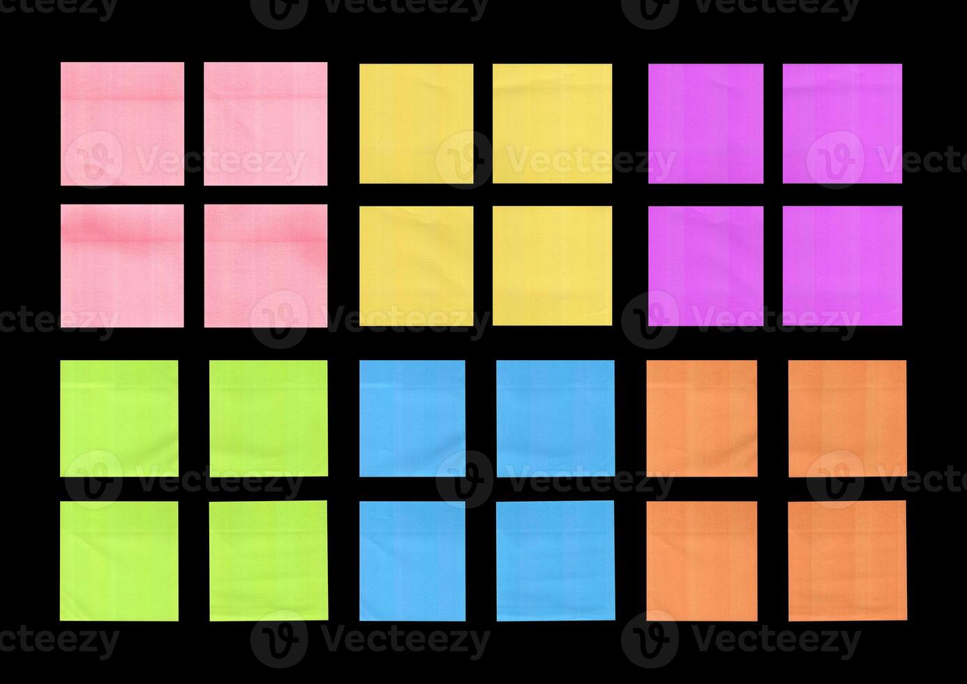 Colorful notepad, stiky notes, paper collection set photo
