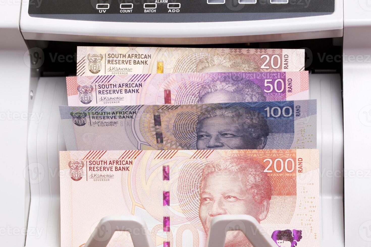 South African money in the counting machine photo