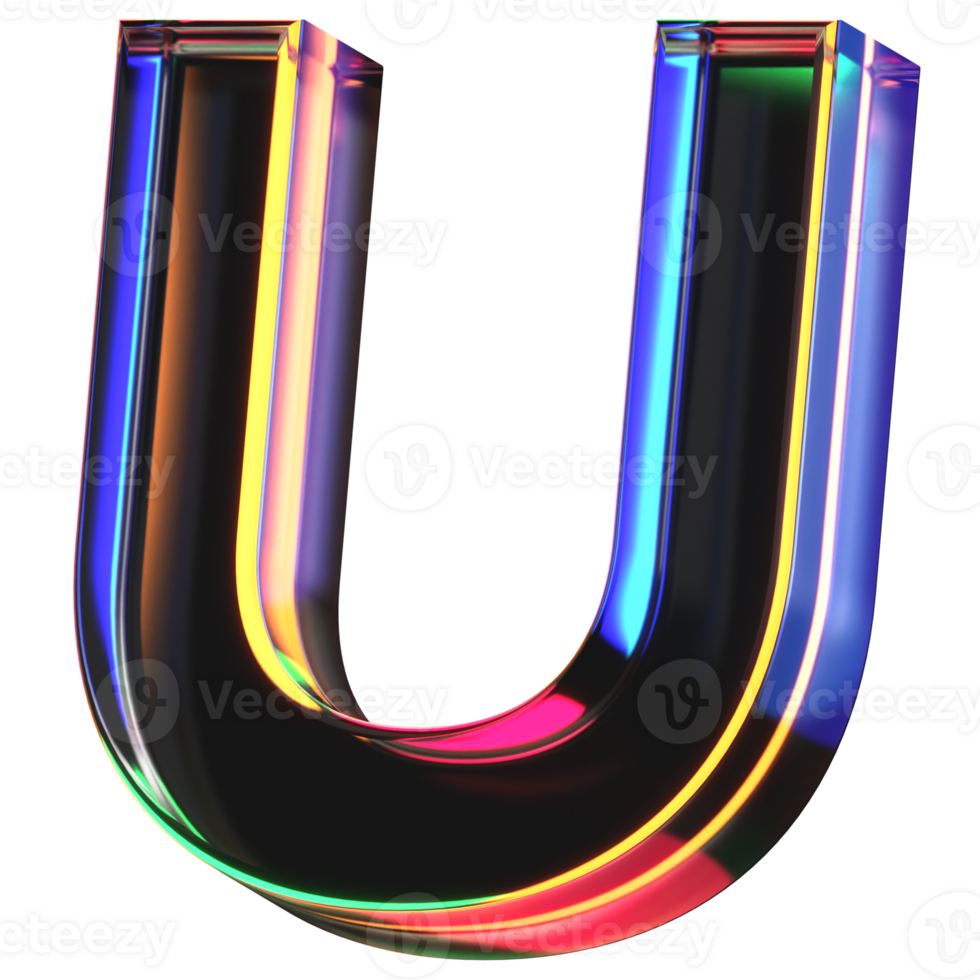 3D icon of a glass character U png