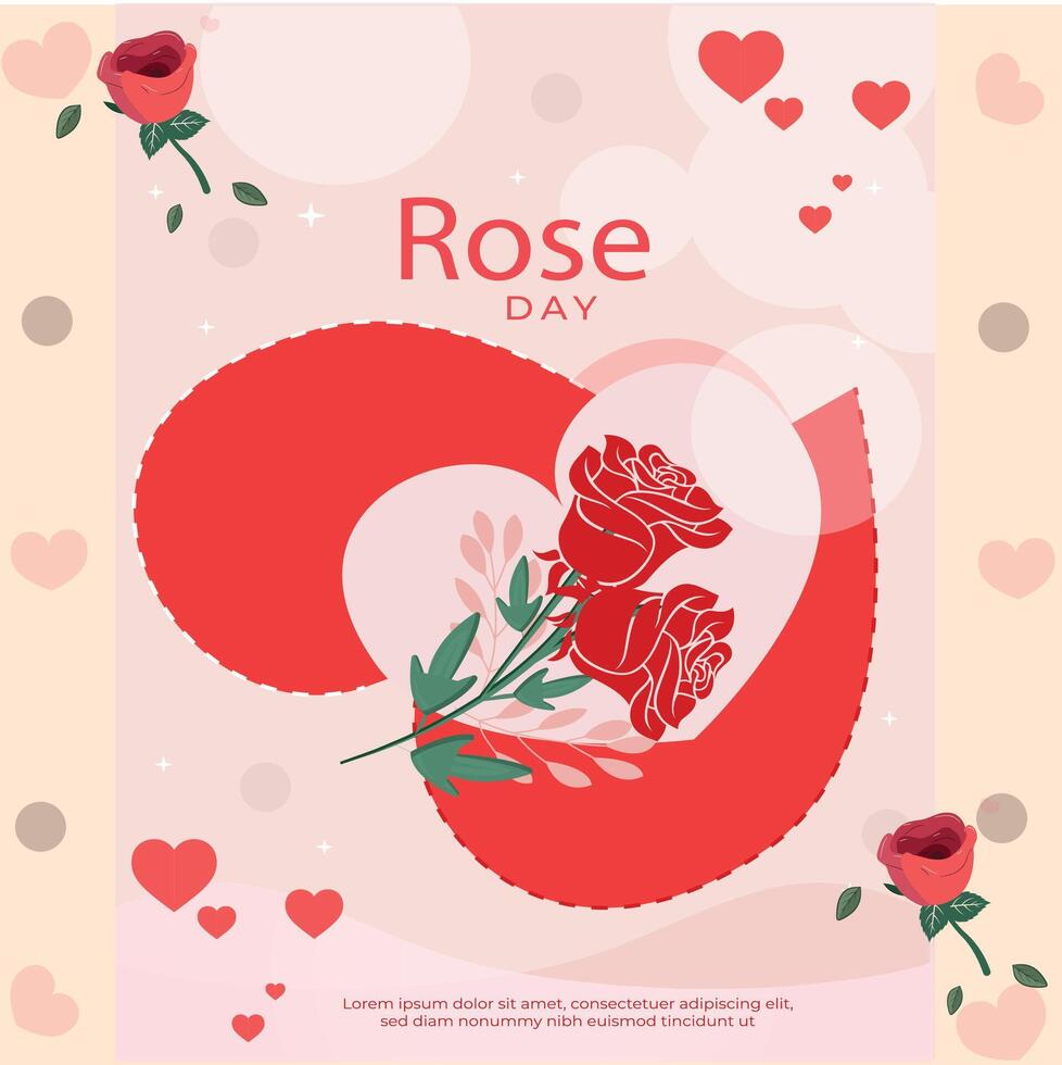 Happy Rose Day Love Art Pink Background Design vector