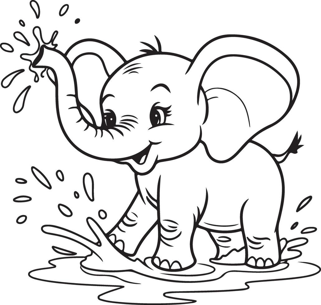 elephant coloring pages illustration vector