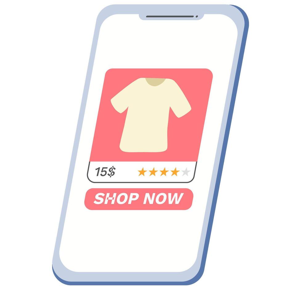 E-Commerce Shopping Screen on Smartphone Illustration. Online Shopping Mobile App Interface Illustration. vector