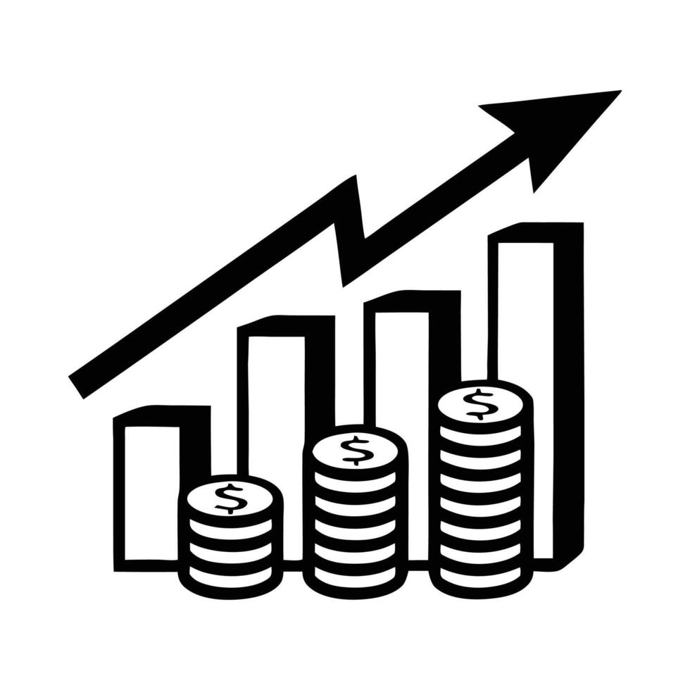 Financial growth icon black graphic vector
