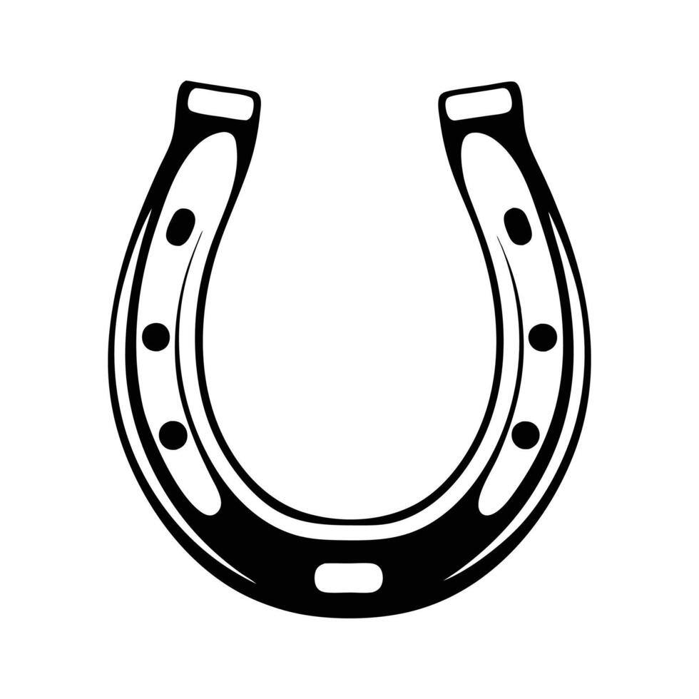 A black and white horseshoe on a white background vector