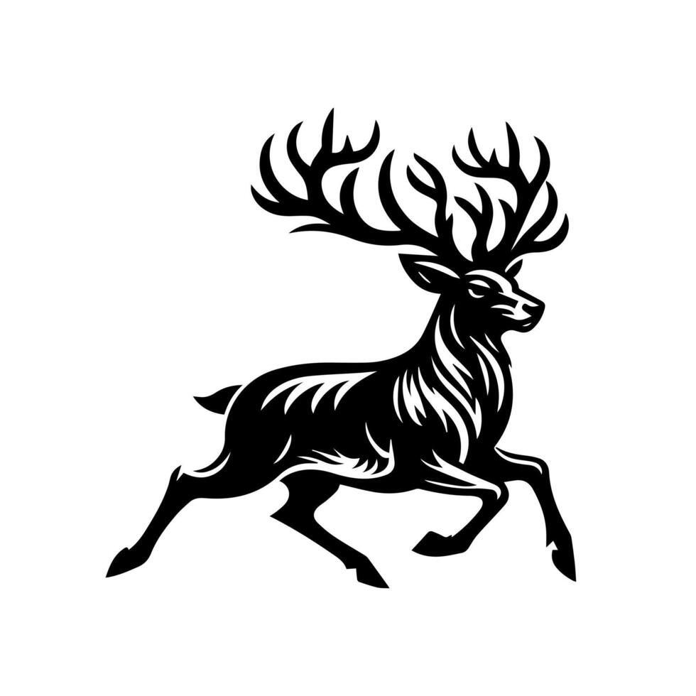 A black and white deer with antlers vector
