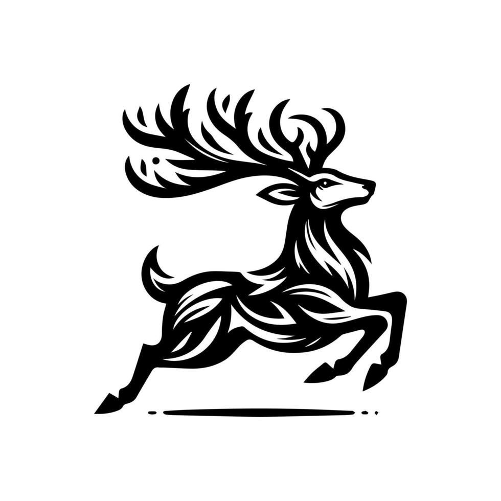 A black and white deer with horns on its head vector