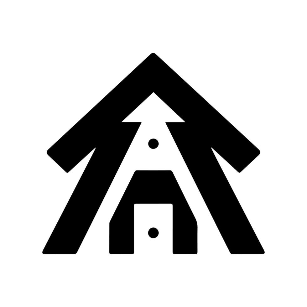 A black and white logo for a house vector