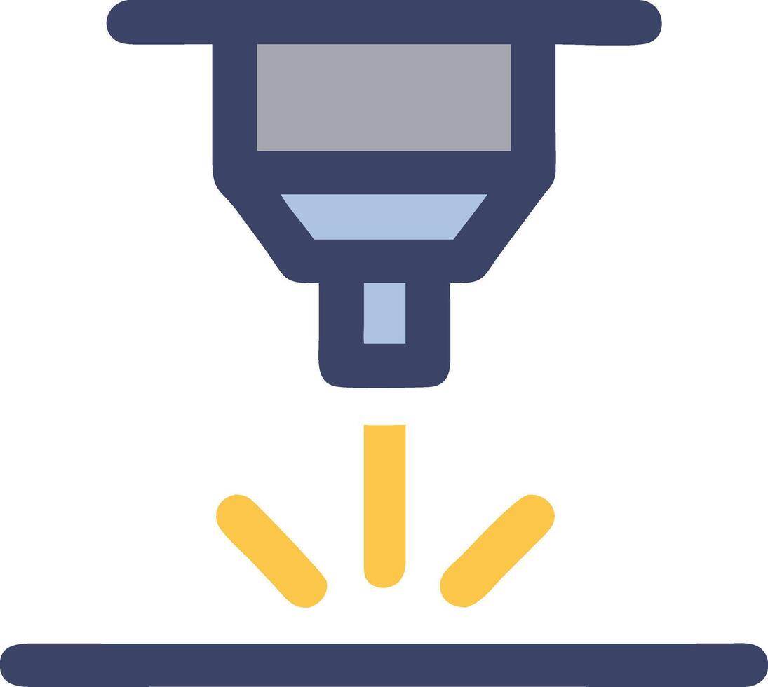 a blue and yellow machine with a light coming out of it vector