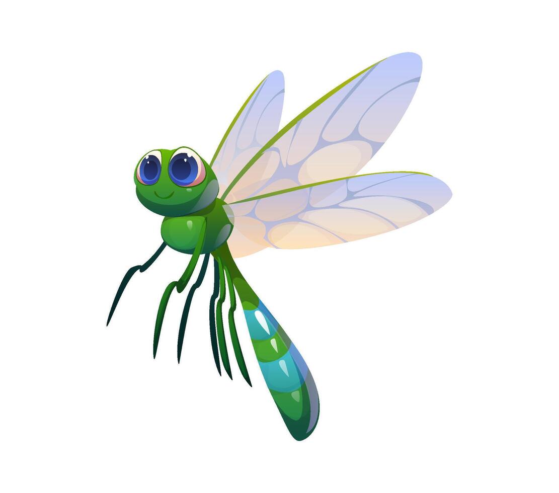Cartoon funny dragonfly insect cute character vector