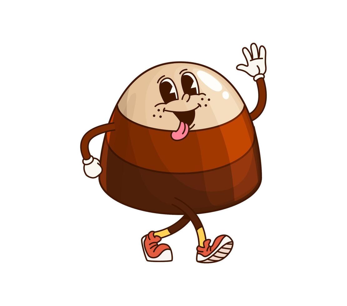 Groovy chocolate candy sweet with sticking tongue vector