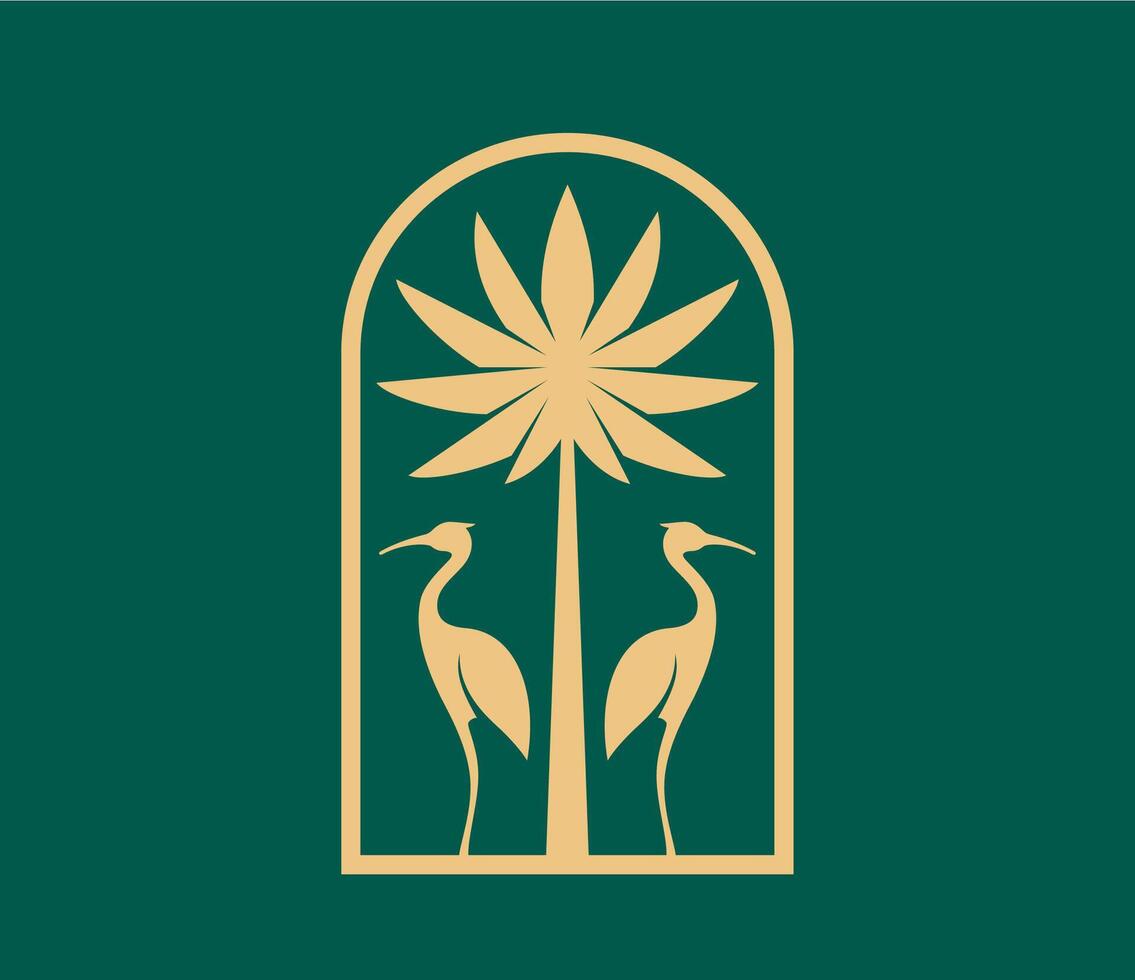 Tropical palm icon, summer beach resort or hotel vector