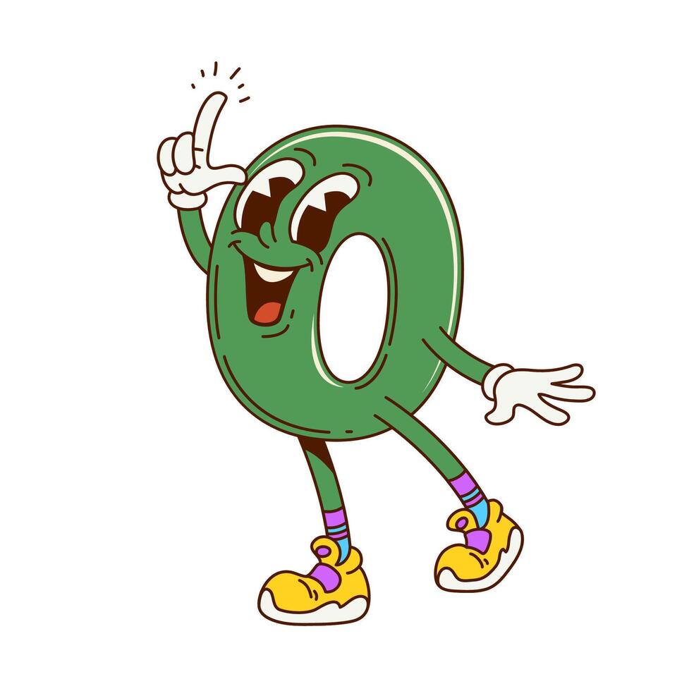 Groovy math number zero groovy cute character vector