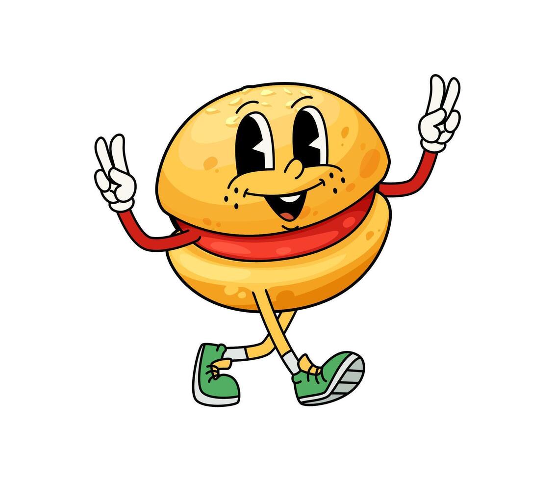 Funny groovy sandwich cookie cartoon character vector