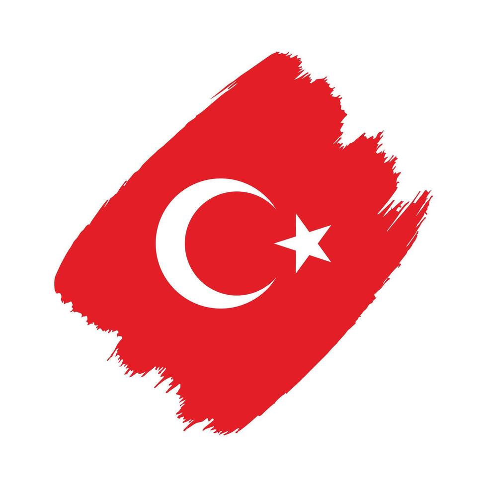 Turkey flag in a flat grunge design background vector