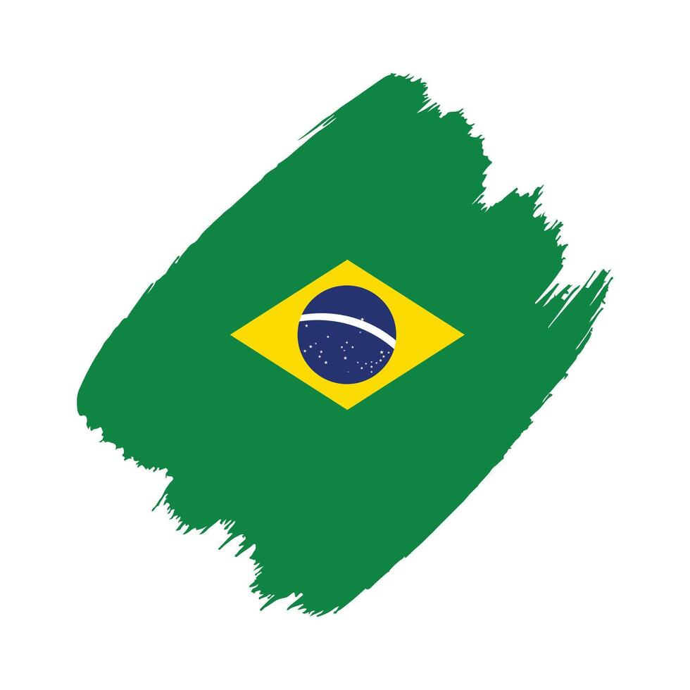 Brazil flag in a flat grunge design background vector