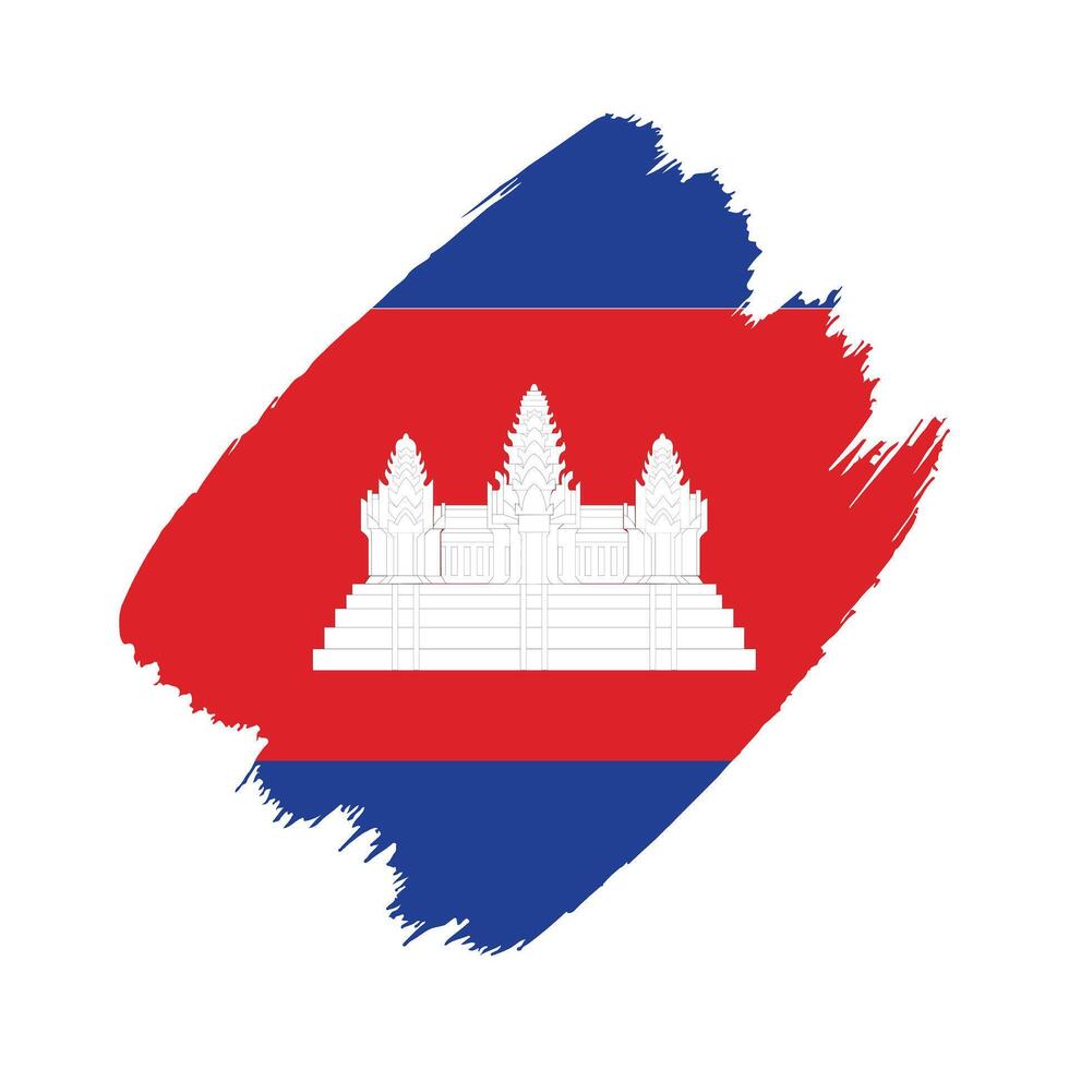 Cambodia flag in a flat grunge design background vector