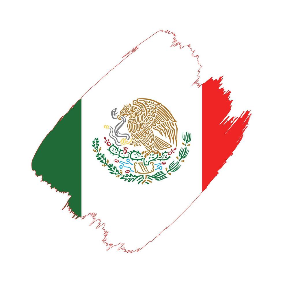 Mexico flag in a flat grunge design background vector