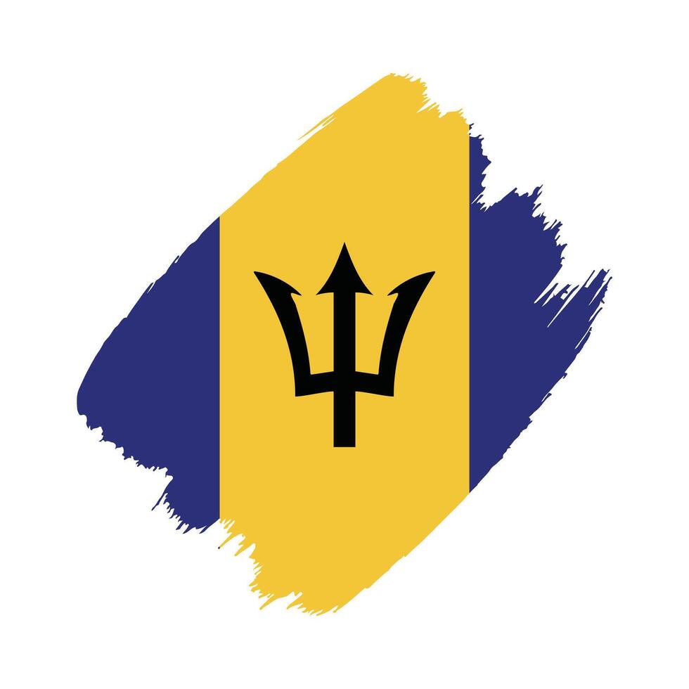 Barbados flag in a flat grunge design background vector