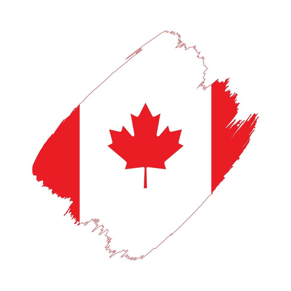 Canada flag in a flat grunge design background vector