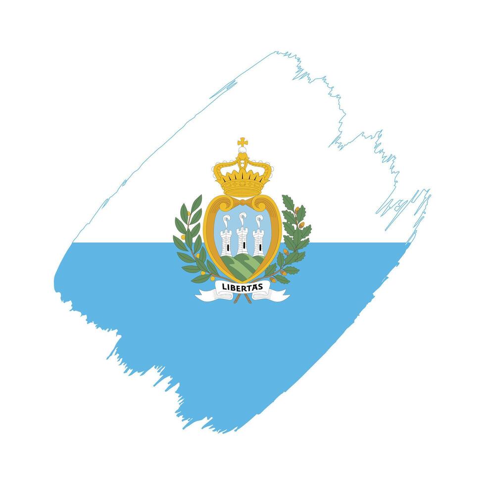 San Marino flag in a flat grunge design background vector