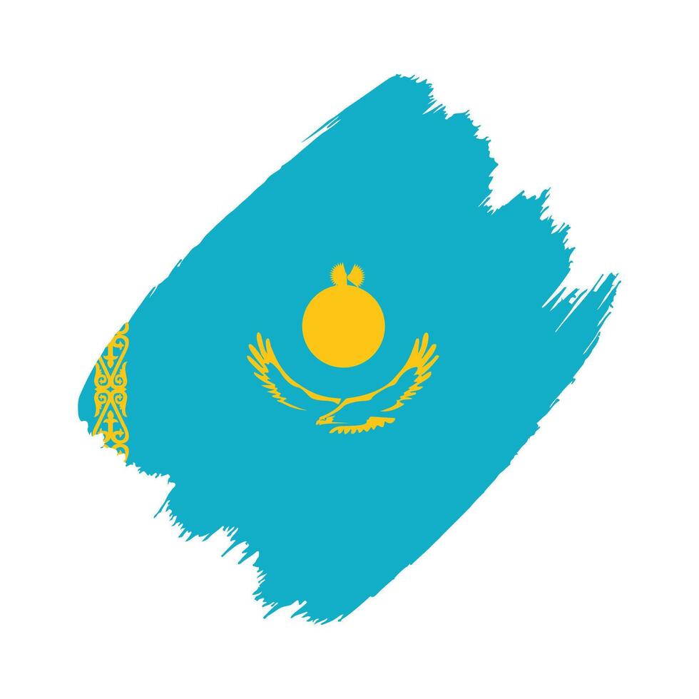 Kazakhstan flag in a flat grunge design background vector