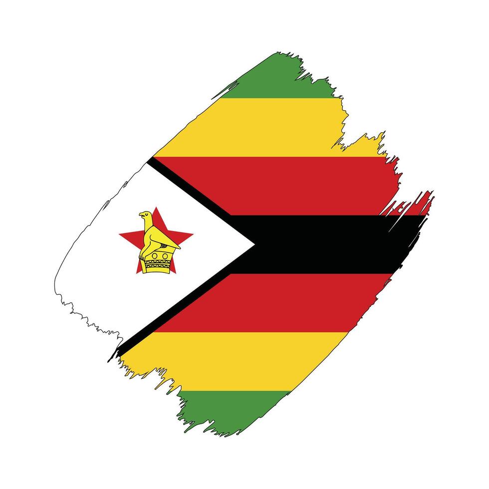 Zimbabwe flag in a flat grunge design background vector